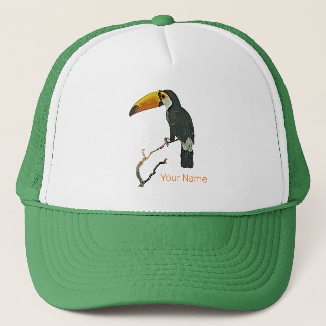 Toucan Portrait Animal Tropical Bird Design Trucker Hat (Front)