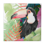 Toucan Portrait with Tropical Leaves Ceramic Tile<br><div class="desc">Toucan Palms I by Jennifer Paxton Parker. A small toucan rests amongst brightly coloured tropical greenery in a watercolor style. | 133068GG</div>