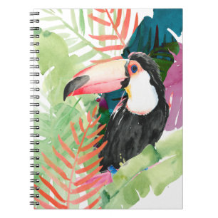 Toucan Portrait with Tropical Leaves Notebook