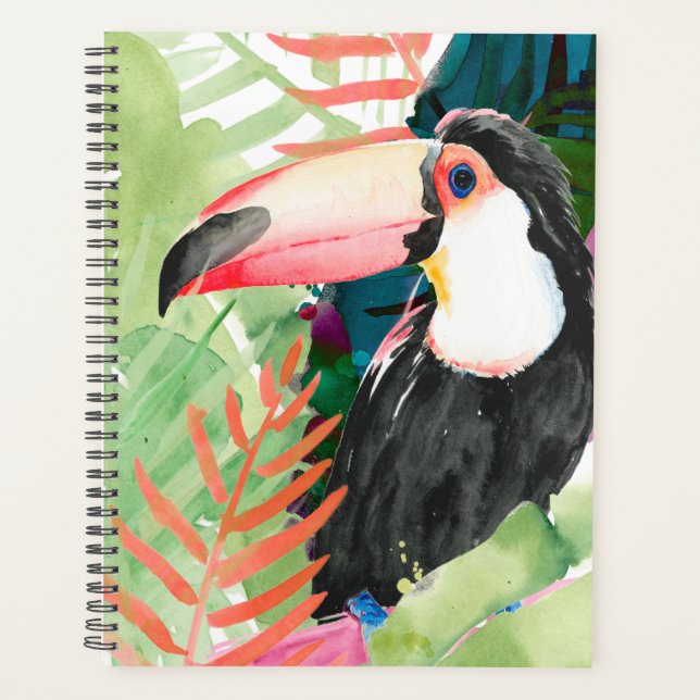 Toucan Portrait with Tropical Leaves Planner (Front)