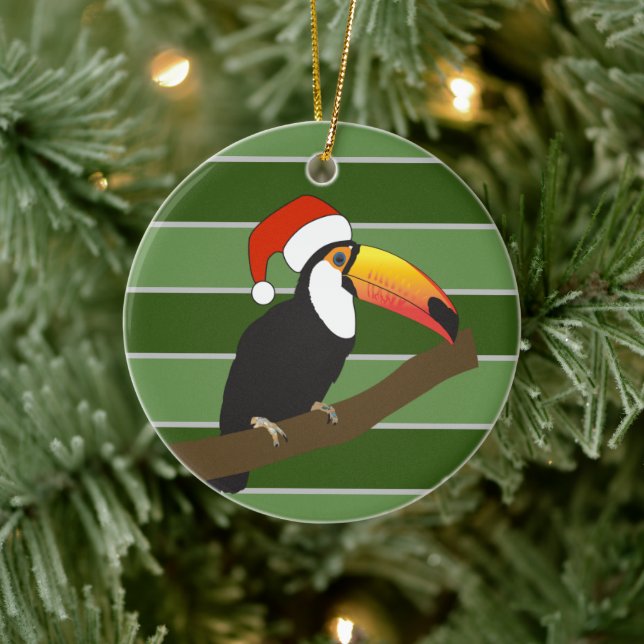 Toucan Santa Hat - Christmas Special Ceramic Ornament (Tree)