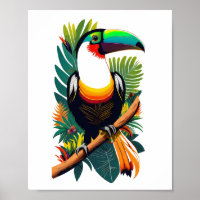 Toucan sitting on a branch in the jungle