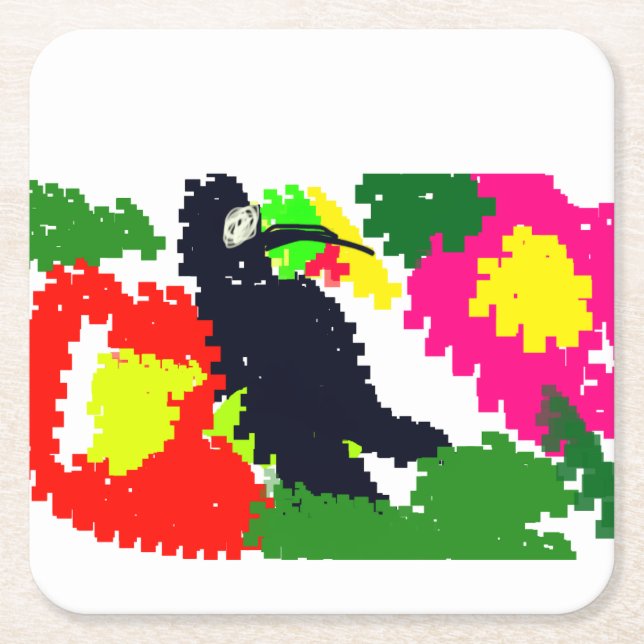 Toucan Summer  Square Paper Coaster (Front)
