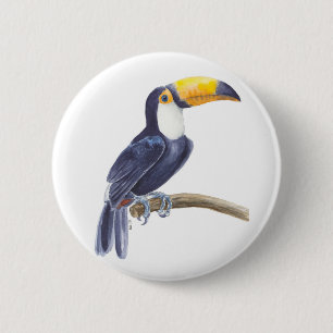 Toucan, tropical bird 6 cm round badge