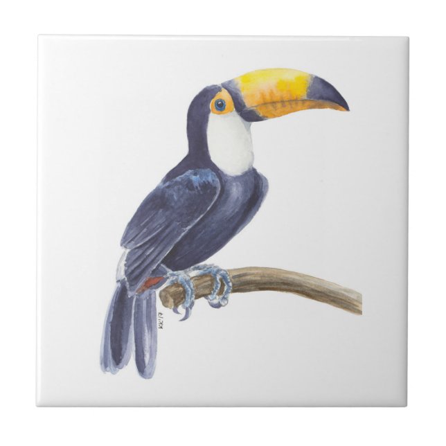 Toucan, tropical bird ceramic tile (Front)