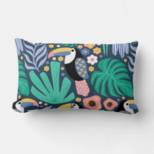 Toucan Tropical Bird Floral Lumbar Pillow