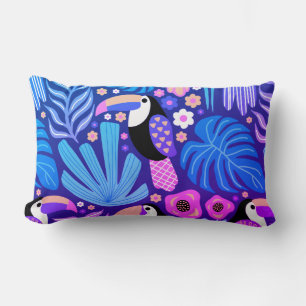 Toucan Tropical Bird Floral Lumbar Pillow