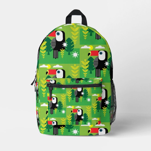 Toucan Tropical Bird Printed Backpack (Front)