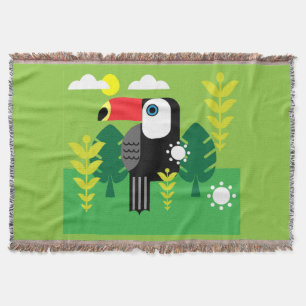 Toucan Tropical Bird Throw Blanket