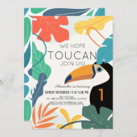 Toucan Tropical Leaf Modern 1st Birthday