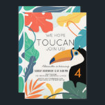 Toucan Tropical Leaf Modern Kids Birthday Invitation<br><div class="desc">This cute "we hope toucan join us" kid's birthday party invitation features a white background with a toucan and colourful tropical leaves. The reverse side features a white background with green leaf patterns. Personalise for your needs. You can find more matching products at my store.</div>