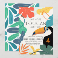 Toucan Tropical Leaf Modern Kids Birthday