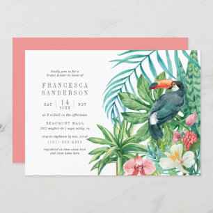 Toucan & Tropical Leaves Modern Bridal Shower Invitation