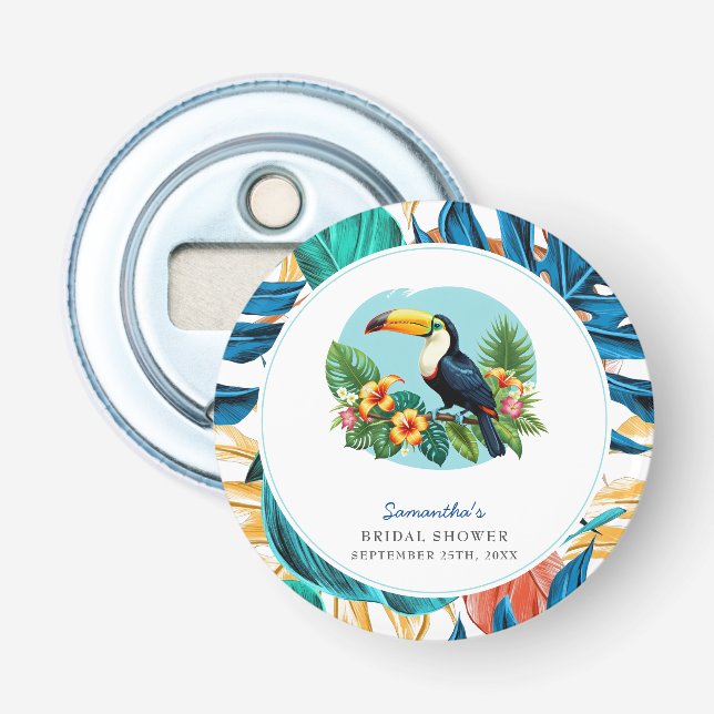 Toucan Tropical Rainforest Summers Bridal Shower Bottle Opener (Front)