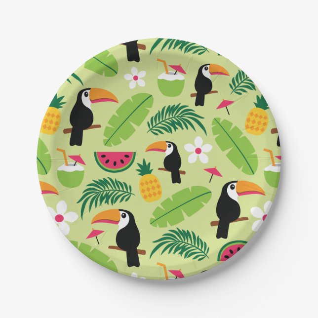 Toucan Tropical Summer Paper Plate (Front)