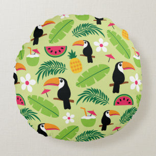Toucan Tropical Summer Round Cushion
