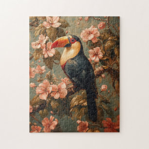 Toucan Tropical Vintage Style Painting Jigsaw Puzzle