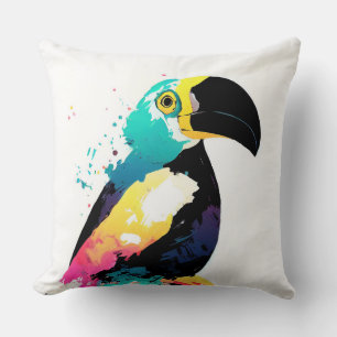 Toucan Wild Nature Animal Colors Art Painting Cushion