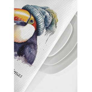 Toucan Winter Vibes, custom Tea Towel