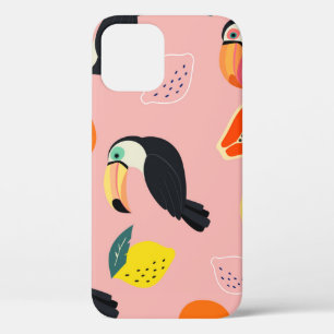 Toucan with Abstract Tropical Fruits iPhone 12 Case