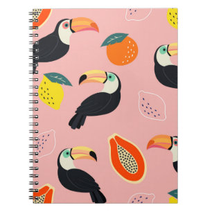 Toucan with Abstract Tropical Fruits Notebook