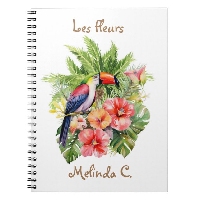 Toucan with Tropical Flowers Notebook (Front)
