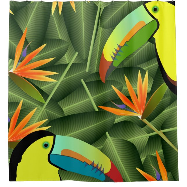 Toucans and Birds of Paradise Shower Curtain (Front)