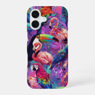 Toucans and flamingos by Natasha Us iPhone 16 Case
