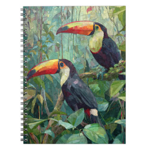 Toucans Colorful Beaks Lush Jungle Art Notebook