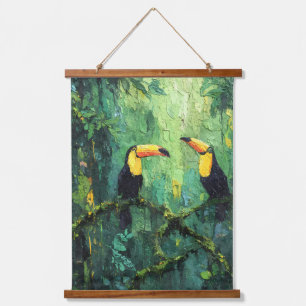 Toucans Green Jungle Canopy Tropical Art Hanging Tapestry
