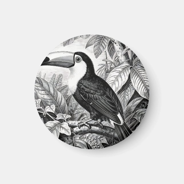 Toucans Jungle Foliage Engraving Magnet (Front)