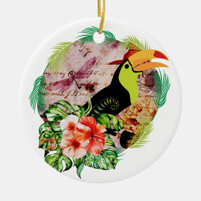 Toucan's Magic - Tropical Bird Witchcraft Ceramic Ornament (Front)