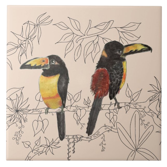 Toucans on a Ceramic Tile (B) (Front)