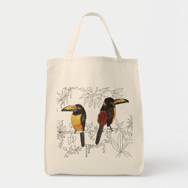 Toucans on a Grocery Tote  Bag (Front)