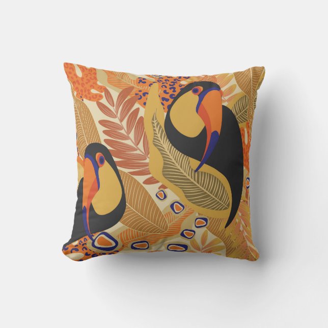Toucans on branches, seamless tropical pattern. cushion (Front)