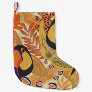 Toucans on branches, seamless tropical pattern. small christmas stocking