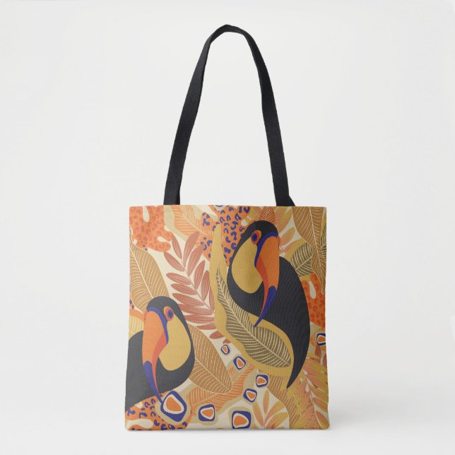 Toucans on branches, seamless tropical pattern. tote bag (Front)