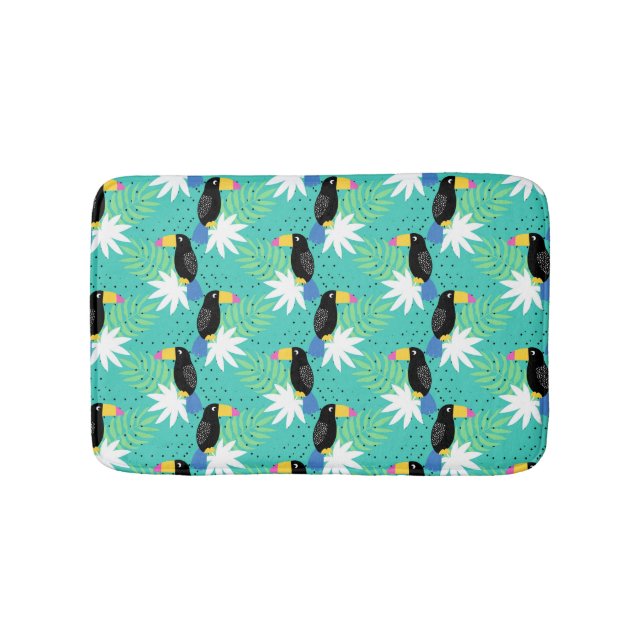 Toucans On Teal Bath Mat (Front)