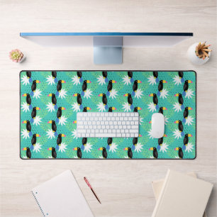 Toucans On Teal Desk Mat