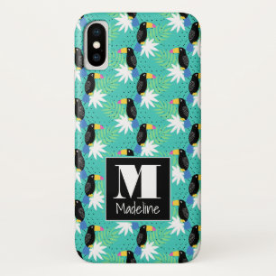 Toucans On Teal   Monogram iPhone X Case