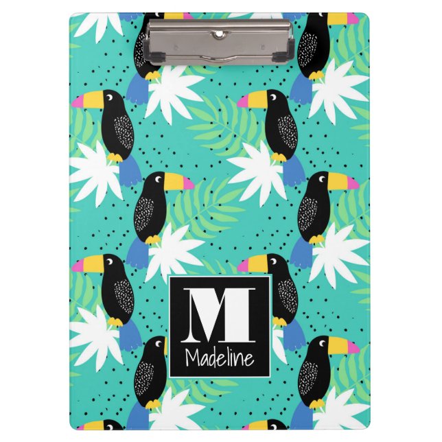 Toucans On Teal | Monogram Clipboard (Front)
