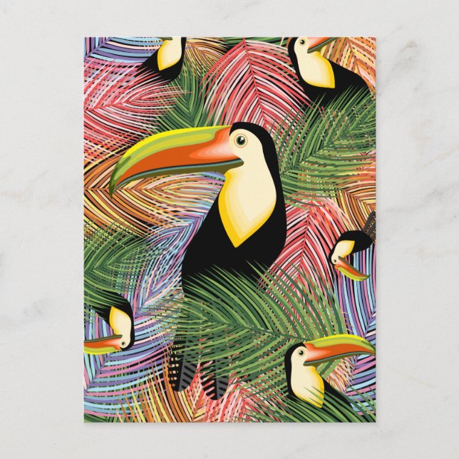 Toucans on the Jungle Exotic Summer Pattern  Postcard (Front)