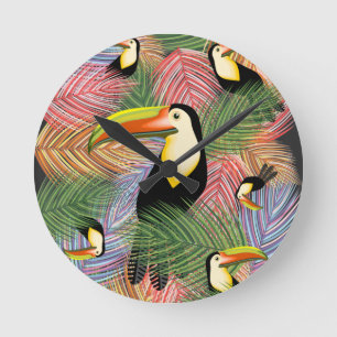 Toucans on the Jungle Exotic Summer Pattern       Round Clock