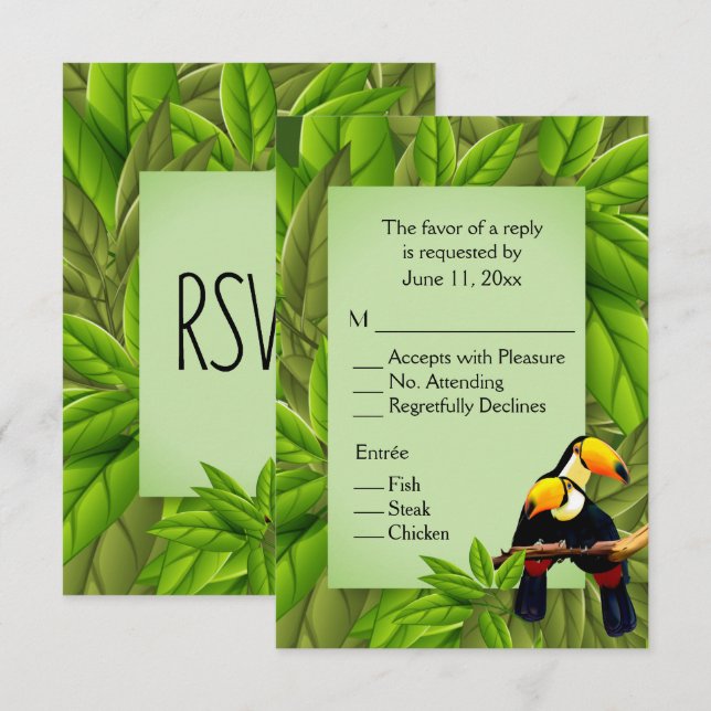 Toucans RSVP with Entree Selection Invitation (Front/Back)