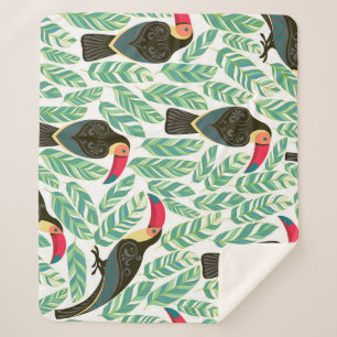 Toucans, tropical leaves, decorative pattern. sherpa blanket