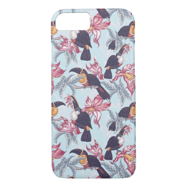 Toucans With Exotic Flowers Case-Mate iPhone Case (Back)