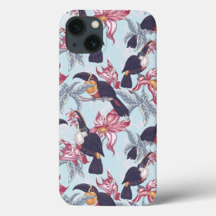 Toucans With Exotic Flowers iPhone 13 Case