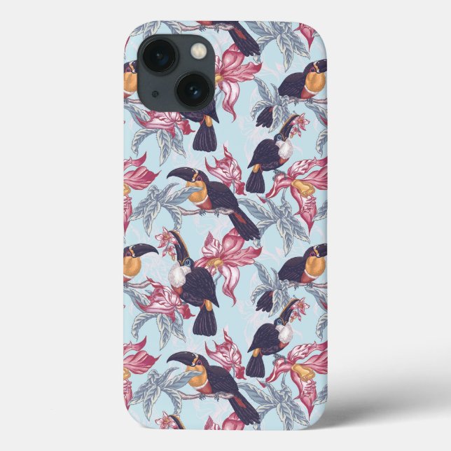 Toucans With Exotic Flowers Case-Mate iPhone Case (Back)