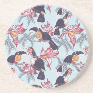 Toucans With Exotic Flowers Coaster