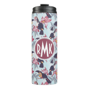 Toucans With Exotic Flowers   Monogram Thermal Tumbler
